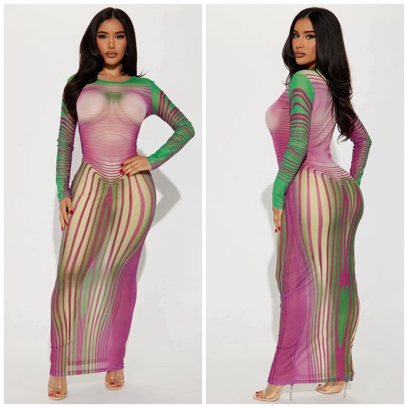 Dresses & Skirts - •Masterpiece• The Ultimate Sexy Subliminal Print Mesh Maxi Dress